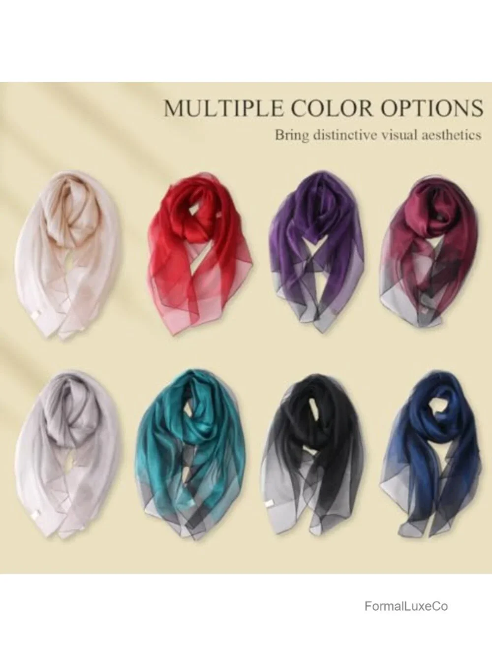 Organza Silk Scarf Women Sheer Shawl Wrap Lightweight Stole Evening Party